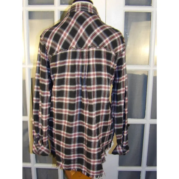 Rails Womens Rex Charcoal Berry Blush Studded Plaid Shirt Medium‎ - Picture 2 of 5